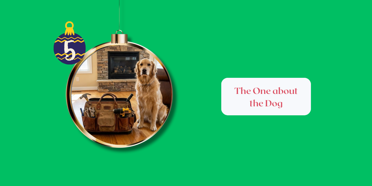 Dog follows contractor