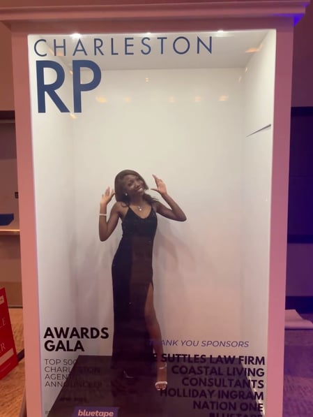 Someone in a photobooth